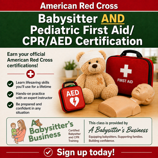 Red Cross *Babysitter* AND *Pediatric* First Aid/CPR/AED **BLENDED** Class
